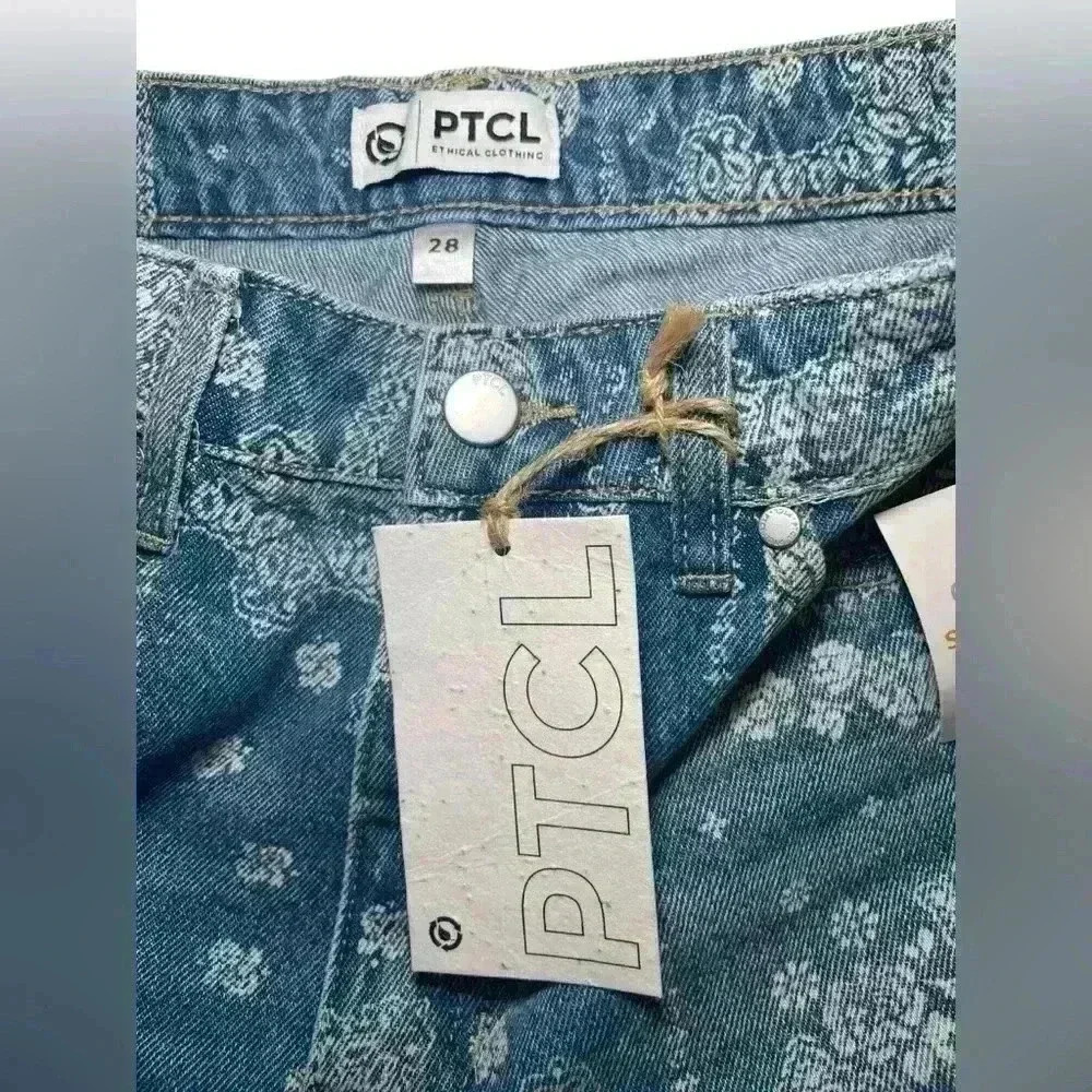 PTCL Hazel High Rise Wide Leg Jeans Bandana Patch Print Size 28 NWT - Picture 8 of 8